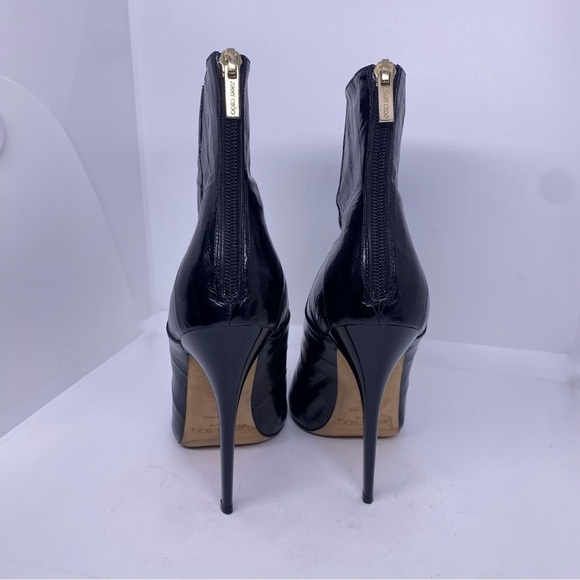 Jimmy Choo Brinley Eel Skin Black Stiletto Boots - Picture 4 of 6